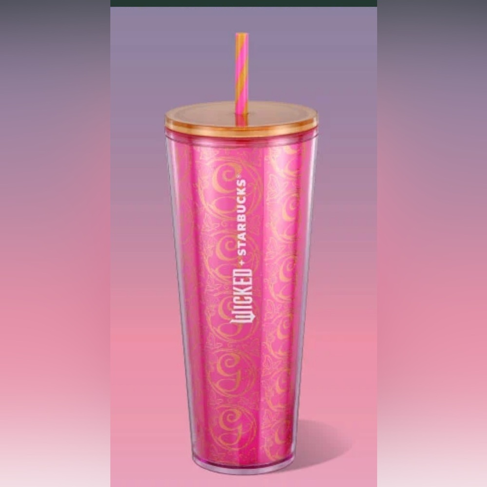 Starbucks Wicked Pink Glitter Glinda G Cold Cup Tumbler, 24oz NEW